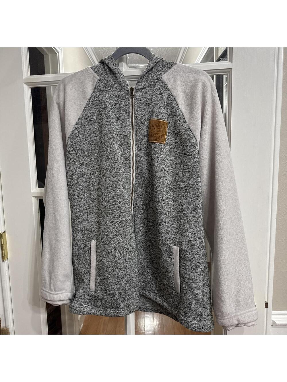 Women's Grey and White Hoody